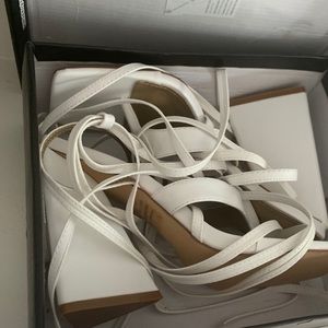 Ego Official White Lace Up Heels